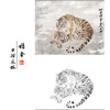 冯大中 老虎 工笔画白描底稿《伏虎图》动物临摹勾线高清打印稿DZ05 商品缩略图0