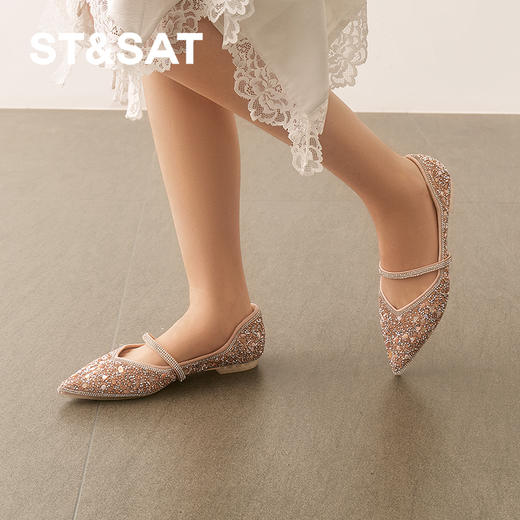 星期六精致千金风闪耀尖头平底单鞋SSD1111073 商品图5