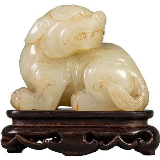 清 玉雕瑞兽摆件（红木座） 商品图5