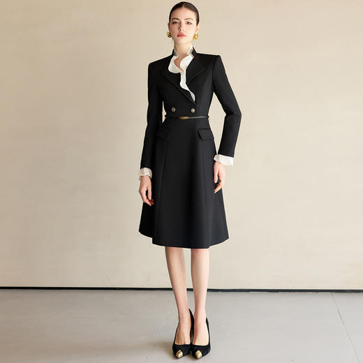 IWY/黑色连衣裙女高级感荷叶边领口西服裙气质职业装时尚通勤风女装Q1277 商品图1