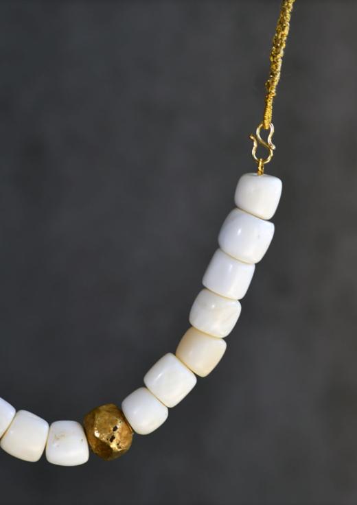 老砗磲桶珠朱砂包金项链 商品图5