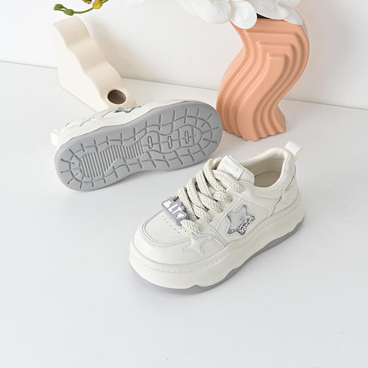 经典鲨2025年春季新款百搭圆头韩版时尚厚底休闲鞋溶解鞋女KW142-517021 商品图3