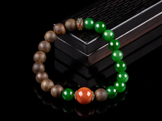 XY0026原创沉香DIY碧玉南红手串 商品图0