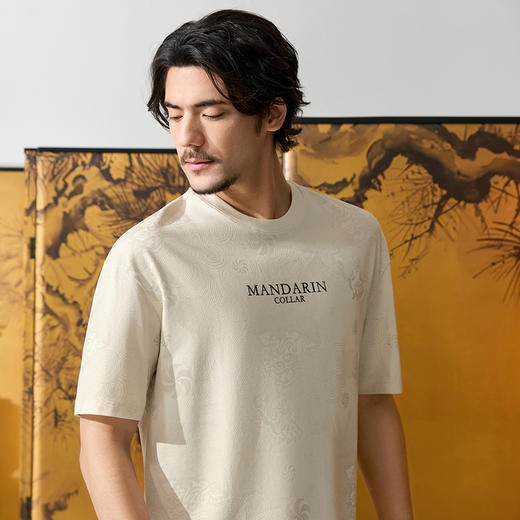 【刘冠逸同款】柒牌短袖T恤男夏季新品狮子印花时尚百搭圆领体恤衫128T72690 商品图3