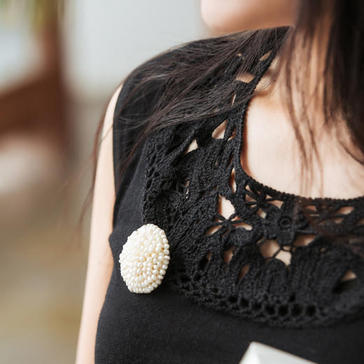 【林栖设计小店】绵羊毛针织上衣多色镂空手工钩花背心复古2025春夏新品上衣女1952132 商品图4