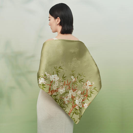 万事利 桑蚕丝真丝丝巾礼盒  竹韵雅颂 商品图1