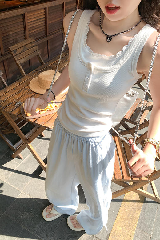 <曾小咸推荐>蕾丝边假两件工字吊带背心 商品图5