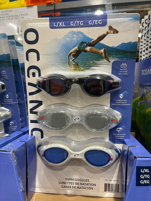 泳镜来了📣S/M是儿童款，L/XL是成人款！Oceanic泳镜防雾防紫外线防眩目三个装，美国🇺🇸直邮特价255元 商品图3