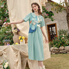 两三事梵高文艺馥郁诗意2025春季新款荷叶边翻领印花布拼接连衣裙S25CLY389 商品缩略图1