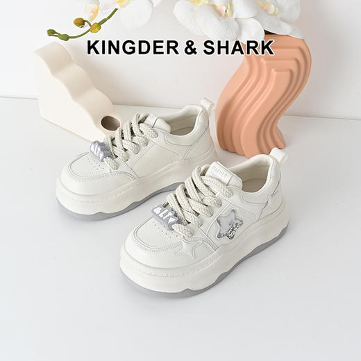 经典鲨2025年春季新款百搭圆头韩版时尚厚底休闲鞋溶解鞋女KW142-517021 商品图0