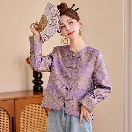 新中式复古提花宋锦唐装，气质高雅百搭盘扣短款外套HR-RSLD2803 商品图2