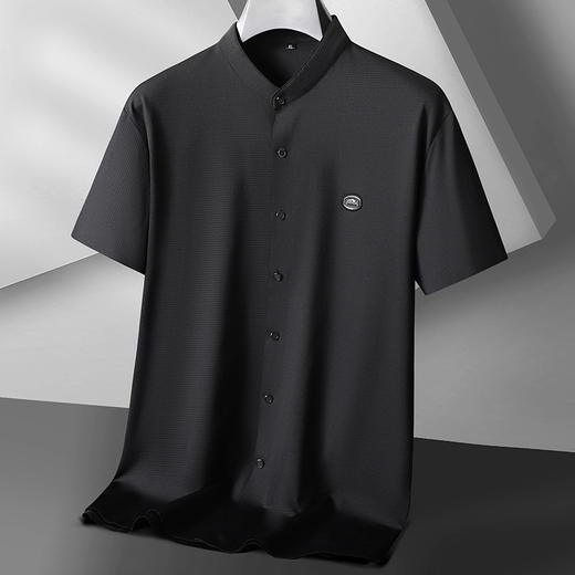 【DK】大依优型大码中国风小立领短袖衬衫男加肥码夏季免烫上衣肥佬冰丝衬衣胖子 商品图4