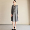 IWY/高端翻领灰色西装连衣裙女时尚干练销售职业裙装通勤工作服Q1284 商品缩略图1