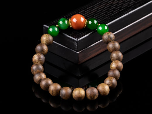 XY0010原创沉香DIY碧玉单圈手串 商品图5