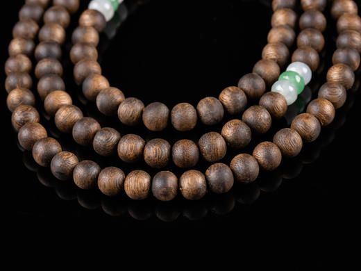 XY0084原创DIY沉香翡翠珠链+黄翡关公挂件 商品图5