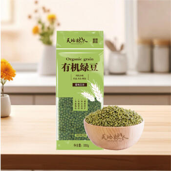 天地粮人鲜有机绿豆330g斤（高蛋白膳食纤维绿豆粥可发豆芽五谷杂粮） /粮油调味 /杂粮 /杂豆类 商品图0