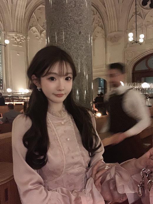 金蘑菇菇 软香玉 蕾丝衬衫新中式上衣/ 重工提花缎面衬衣 商品图4