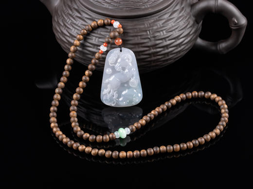 XY0086原创沉香DIY翡翠珠链+翡翠生肖羊挂件 商品图0