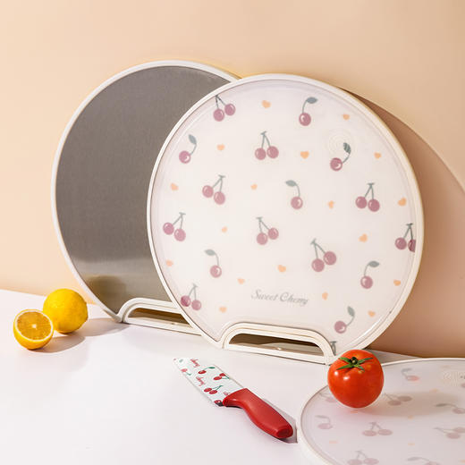 摩登主妇樱桃菜板家用防霉抗菌双面粘板厨房切水果案板不锈钢砧板 商品图0