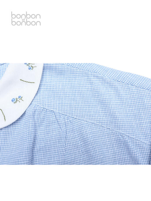 花朵绣花细格上衣 商品图3