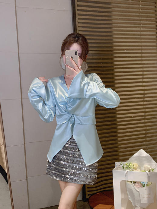 张心子【璀璨生辉】春夏高腰百搭通勤亮片半身裙 U2502053 商品图10