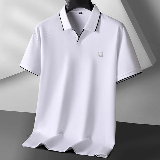 【棉质】【DK】大依优型大码短袖POLO衫小V领胖子宽松大码剪刀领棉质半袖体恤打底衫男加大 商品图6