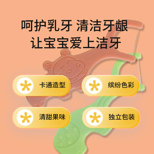【牙医优享】最新款儿童牙线棒独立包装清新果味儿童专用卡通动物造型牙线 商品图1