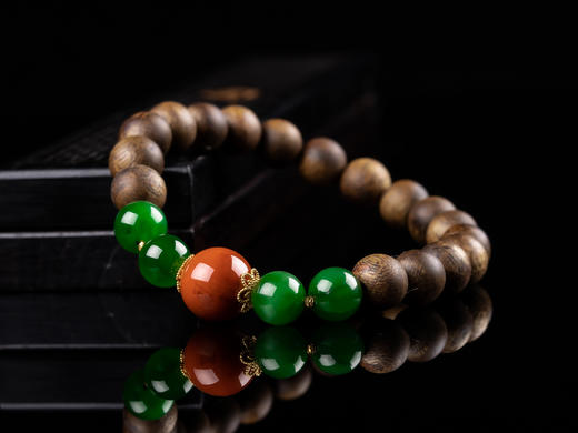 XY0010原创沉香DIY碧玉单圈手串 商品图6