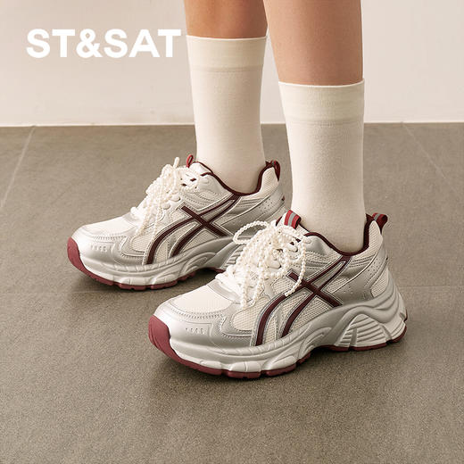 星期六珍珠女孩轻盈舒适运动老爹鞋SSD1112E1W 商品图5