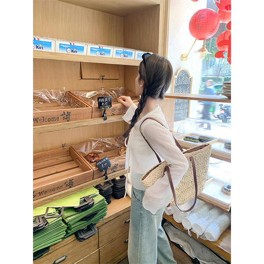 <曾小咸推荐>休闲白色长袖绑带防晒短款开衫 商品图4