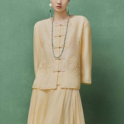 【林栖设计小店】桑蚕丝衬衣绣花传统国风气质宽松2025春夏新品外套上衣女1952099 商品图6