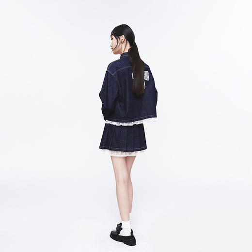 HERLIAN 2025年春季新品蕾丝拼接下摆原色牛仔外套 商品图2