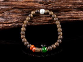 XY0042原创沉香DIY碧玉南红珍珠手串