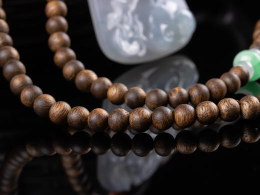 XY0086原创沉香DIY翡翠珠链+翡翠生肖羊挂件 商品图5