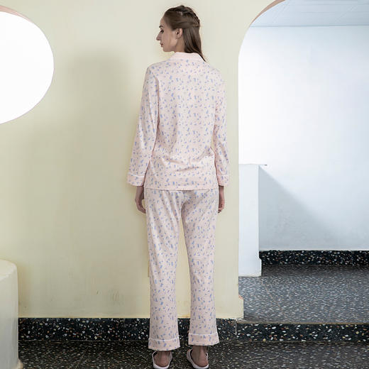 I‘d爱帝针织纯棉长袖女士几何印花家居服套装 商品图1