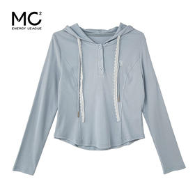 女装连帽钉扣款蕾丝帽绳T恤-19332T5212008