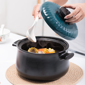 乐享陶瓷日式蓝盖煲3.0L