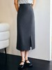 OLrain欧芮儿灰色直筒半身裙女春季2025新款通勤设计感开叉半裙 商品缩略图4