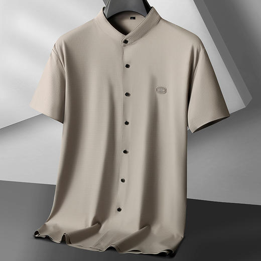 【DK】大依优型大码中国风小立领短袖衬衫男加肥码夏季免烫上衣肥佬冰丝衬衣胖子 商品图6