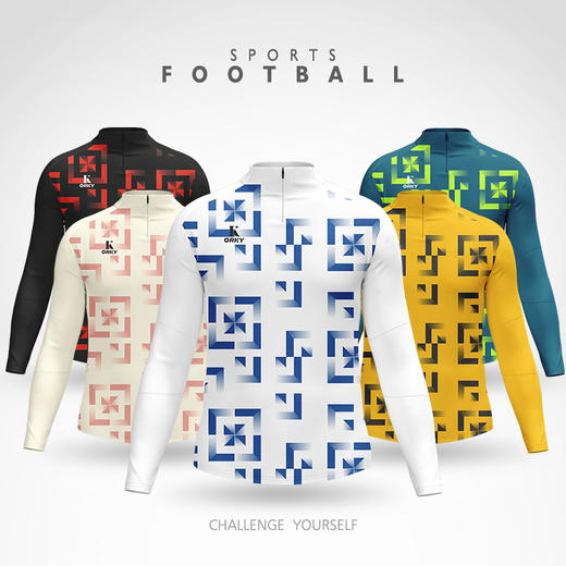 ORKY沃恺秋冬长袖足球训练服套装男定制半拉链修身套头衫运动外套 商品图3