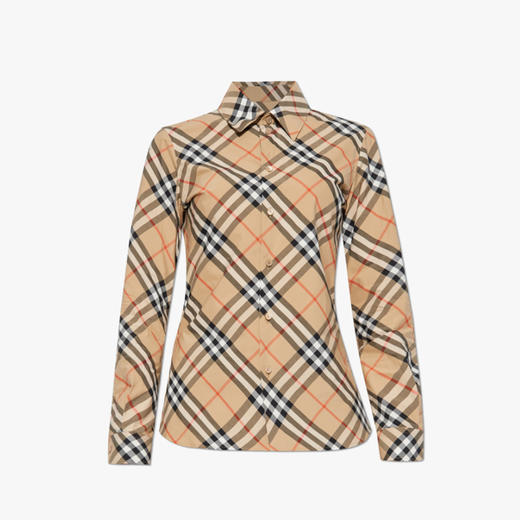 BURBERRY 巴宝莉 女士棉质格纹长袖衬衫 格子 8106163 B9368 商品图0