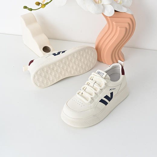 经典鲨2025年春新款韩版系带平底时尚拼色休闲板鞋小白鞋女KW279-517091 商品图3