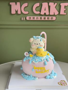 可爱小熊洗澡鸭蛋糕