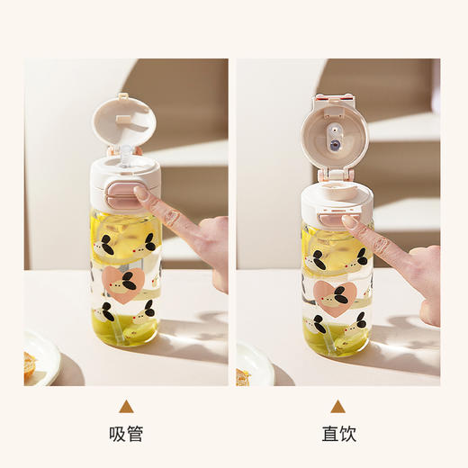 摩登主妇可爱玻璃杯儿童水杯女2025新款便携杯子高颜值学生吸管杯 商品图2