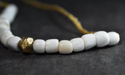 老砗磲桶珠朱砂包金项链 商品图1