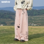 早乙女惠子saotome/STMCK244477/手绘图案印花长裤