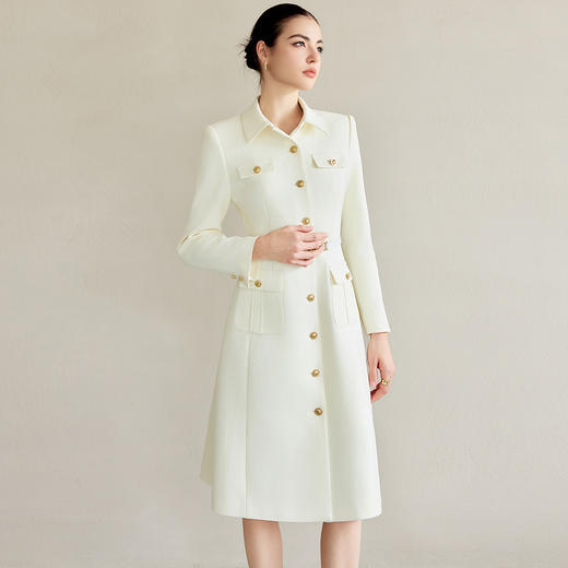 IWY/米白色肌理感连衣裙气质名媛高端女神范西装裙中长款秋季裙子Q1280 商品图2