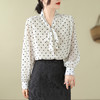 AHMxhj8238 2025春季新款大码波点衬衫法式防晒衫蝴蝶结系带泡泡袖气质上衣 商品缩略图1