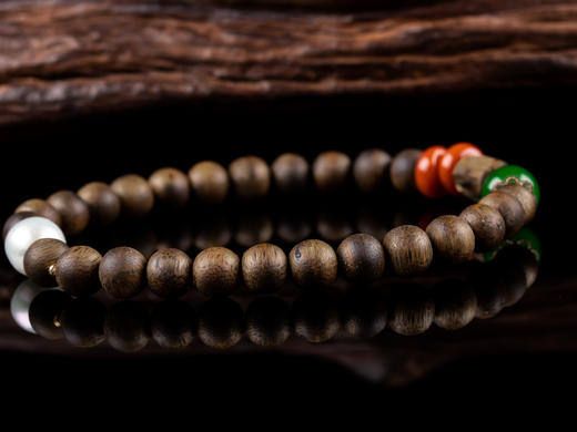 XY0042原创沉香DIY碧玉南红珍珠手串 商品图4