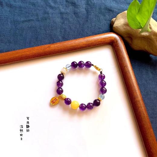 新款-紫水晶蜜蜡创意手链 饰品美物 商品图3